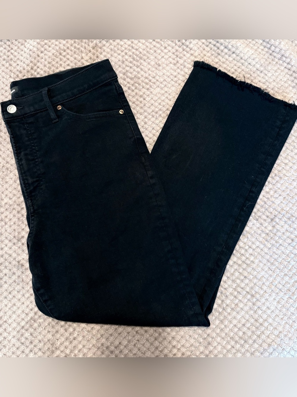 Express High Rise Black Hyper Stretch Cropped Flare Jeans
